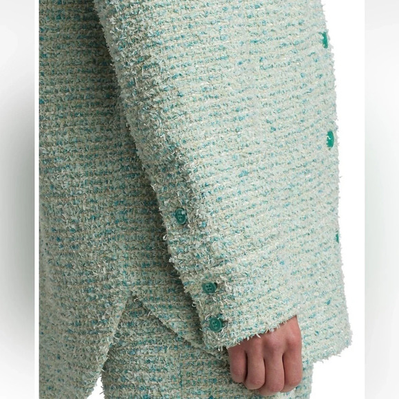 NWT $1695 St. John Eyelash Slub Tweed Knit Collar Quilted Jacket Shacket S - Picture 5 of 16